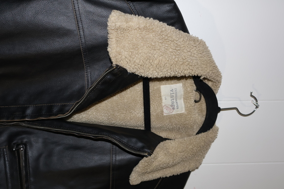 Denver Hayes Vintage Faux Leather Sherpa Jacket – Men’s Size L - Picture 3 of 8